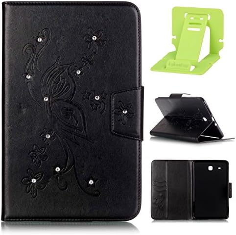 Samsung Galaxy Tab E 9.6 inch SM-T560/T561 Case, Ekakashop Diamond Premium PU Leather Stand Magnetic Closure Smart Flip Wallet Slim Folio Pouch Bookstyle Protective Case Cover for Samsung Galaxy Tab E 9.6 - Black