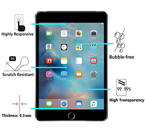 iPad Mini 4 Panzerglas Schutzfolie, iVoler® Premium Panzerglasfolie folie Displayschutzfolie Hartglas Gehärtetem Glas DisplayPanzerglas Schutzfolie Displayschutz Tempered Glass Screen Protector für Apple iPad Mini 4- 0,3mm Dünn, 9H Härtegrad, 2.5D Abgerundete Kanten – [Kratzfest][Hohe Transparenz] [Fingerabdruck-frei][Blasenfrei]-Lebenslange Garantie - 2