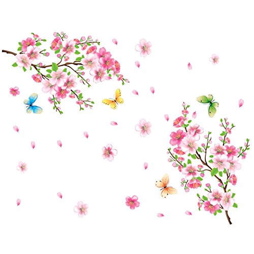Tonsee Pfirsich Blüten Zimmer TV Hintergrund Wand Sticker
