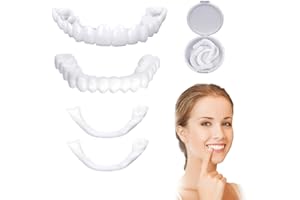 MAGISEL Nakładana osłona zębów do nakładania na górne i dolne zęby, 2 pary protez kosmetycznych, zestaw na górze i na dole, tymczasowe zęby, sztuczne zęby, naturalna proteza