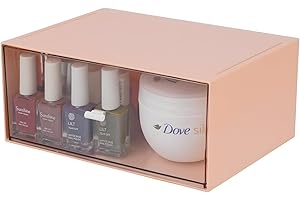 OSteed Desktop Stackable Storage 1 Drawer, Pink Plastic Stationery Drawer Organiser, Makeup Desk Organiser Storage Box, Small Drawers Storage Unit, 1 Deep Layer