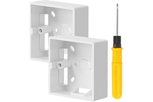 Acmerota 2Pack 50MM Deep Surface Mounted Back Box for Faceplates Extra Deep Single Surface Pattress Box Fits Wall Plate for Cable Sockets Wall Lging Switch (86mm*86mm*50mm, Single Gang Size)