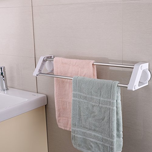 Leicht & Eco Life Super Saugnapf Double Edelstahl Polen Handtuch Bar Halter Storage Rack, weiß - 7