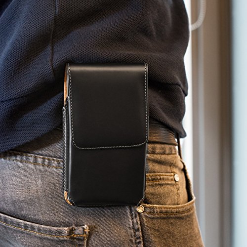 kwmobile GÃ¼rteltasche HÃ¼lle fÃ¼r Smartphones mit GÃ¼rtelclip - Kunstleder GÃ¼rtel Case mit GÃ¼rtelschlaufe in Schwarz InnenmaÃŸe: ca. 13,5 x 6,9 cm
