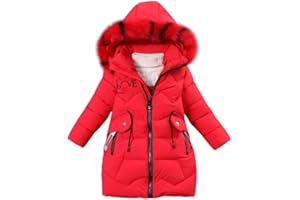 LCIGIA Winterjacke Mädchen Kinder Jacke Mit Abnehmbare Fellkapuze Verdickte Steppjacke Warme Wintermantel Outdoor Baumwolljacke