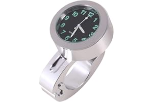 Outbit wasserdichte Motorrad-Lenker-Glühlampe Uhr Uhr Universal für: 22–25 mm/0,87–0,98 Zoll Lenker, Billet-Aluminium, Silber, 1St