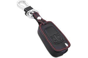 Happyit Skórzane etui na kluczyki samochodowe do Opel Astra J Corsa D Zafira C odznaka Mokka Cascada Karl Adam Meriva 2 guziki