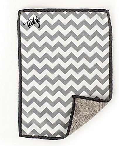 Toddy Gear Microfiber Screen Cleaning Cloth for Cell Phones, Tablets and Electronic Screens, 5 x 7 Inches, Silver Chevron (EC1002)