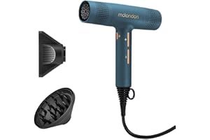 MD LONDON. mdlondon Blow Hair Dryer – New & Improved 1600W Hairdryer with Diffuser, Directional Nozzle & Cool Shot – Ultra-Light, Quiet & Powerful Blow Dryer for Straight, Fine, Thick or Curly Hair – Casal Blue