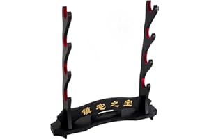 FOXSMZZ Sword Holder Samurai Sword Stand Display Katana Wakizashi Tanto Velvet Padded Wall Hanger Sword Rack (4-Tier)