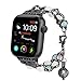 Produktbild Mumuj Mode Elegant Damen Metall Armband, Schmuck Glanz Ersatz Watch Band Jewelry Metallarmband mit Schmuck Ersatzband für Apple Watch 38mm/40mm Series 4 3 2 1 (Schwarz)