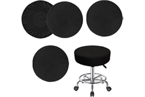 JOYOLA 4 Pezzi Copri Sgabello Bar, Nero Ad Alta Elasticità Fodera per Sedia, Diametro 28-38cm, Rivestimenti per Sgabelli Rotondi, Coprisgabello Rotondo Elastico per Sgabello da Bar Sedia