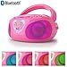 Produktbild Lauson CP453 CD-Radio Bluetooth Tragbar mit LED-Effekt | CD-Player | USB-Port | Mp3 | Tragbares Stereo Radio | Kinder Radio mit LED-Beleuchtung (Pink LED)
