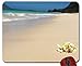 Produktbild white tropical plumeria garland on white sand beach by ocean in Hawaii Polynesia mouse pad computer mousepad