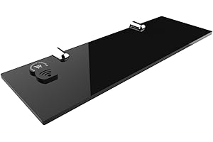 Expression Products Straight Acrylic Safety Shelf 300mm x100mm, Bathroom, Bedroom, Office, Free Trolley Token Material Sample Included per Shipment - Black