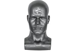 Dropfree Male Mannequin Professional Manikin for Display Wigs Hats Headphone Mask (Grey)