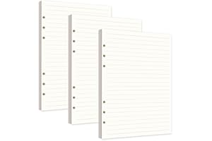 YILIYA Lot de 3 A5 Recharge Papier,Ligne horizontale 6 Trous Vierge Feuillets Mobiles pour Agenda Filofax A5 Bullet Carnet Cahier de Voyage 240 Feuilles