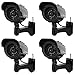Price comparison product image NONMON 4 Pack Solar Powered Simulated Dummy Surveillance Security Cameras Black