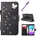 Produktbild EMAXELERS Galaxy J3 Prime Hülle Glitzer Bling Diamant Schmetterling Blumen PU Leder Flip Schutzhülle Etui Tasche Handytasche für Samsung Galaxy J3 2017,Black Pure Butterfly with Diamond