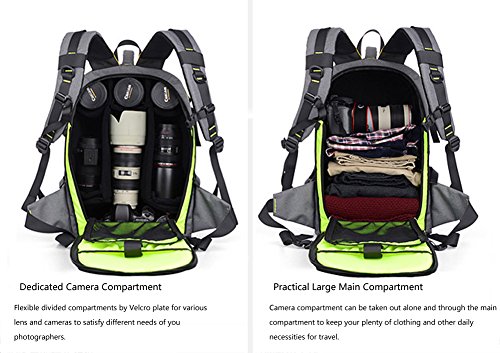 Sac    Dos Oxford Grande Capacit   Anti-choc   tanche Sac de Appareil Photo DSLR avec Rembourrage Int  rieur et Couverture de Pluie pour Canon Nikon Sony Nikon Olympus Samsung  Gris 