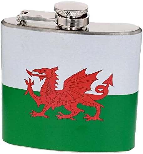 5oz Stainless Steel Hip Flask - Welsh Flag