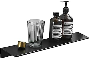 Biutimarden Bathroom Shelf 30cm Black No Drill Bathroom Shelves Self Adhesive Rustproof Wall Mounted Storage Aluminum Bathroom Accessories Organiser for Bathroom Kitchen Toilet