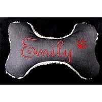 Hunde Spielzeug Kissen Knochen Hundeknochen Quitscher grau Name Wunschname Größe XS S M L oder XL