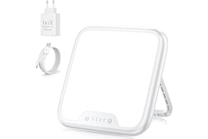 VTHW Lámpara de Luz Diurna 10,000 Lux - Luminoterapia LED Con Función de Memoria, 4 Temporizadores, Atenuador Continuo, Control Táctil y Soporte Plegable