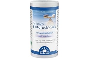 ‎DR. JACOB'S Blutdruck-Salz 250 g I für eine kochsalzreduzierte Ernährung | enthält 50% weniger Natrium als Speisesalz I mit viel Kalium¹