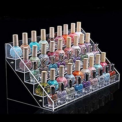 Acrylic Nail Polish Stand - Clear Makeup Display Stand Rack Organiser Holder Fits 50 Bottles (5 TIER STAND)