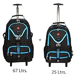 Swissgear Black Blue Set of 2 Pcs. 2 Wheel Trolley Backpack (25Ltr.+67Ltr.) RS.8999 (59.00% Off) - Amazon