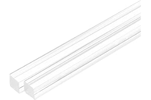 sourcing map 2pcs Acrylic Square Rods 1/2" x 12" Clear Acrylic Dowel Rods Sticks Acrylic Plastic Sticks Strip for DIY Crafts Lighting Gardening Decorations - 12mm x 300mm
