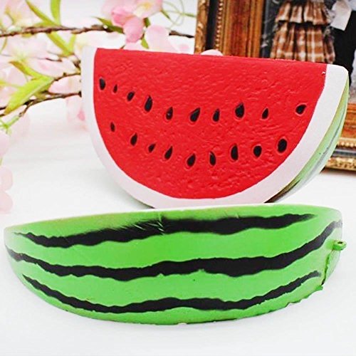 Isuper Fruits de Melon d'eau Squishy Squishies Lente Rising Jumbo, Pain parfumé Squeeze Squishy Charme Slow Rising Simulation Kid Jouet Clé Téléphone Portable Pendentif Bracelet 15*4cm