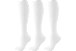 HYCOPROT 3 paires Chaussettes de Compression pour Femmes et Hommes, Chaussettes de Contention 15-20 Mmhg Bas de Course Contention pour Fitness, Vol, Sport, Course, Cyclisme, Voyage