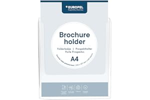Europel Wall Mounted Brochure Holder, for A4 Size, Crystal Clear Acrylic Literature Stand & Dispenser, Booklet, Flyer & Menu Display & Dispenser for Office, Restaurants & Reception, Portrait