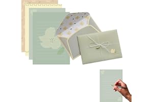SEGXN Cute Ins Style Fresh Letter Paper Envelope Set,Exquisite Valentine'S Day Gift,A Gift Letter and A Handwritten Love Letter to My Girlfriend,Romantic Confession Letter for Couple (Green Field)