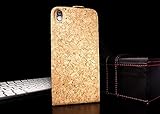 Next Station Berlin Schutz H&uuml;lle f&uuml;r das HTC Desire 816 Kork Holz Handarbeit Flip Wallet Case Cover Tasche Etui Braun