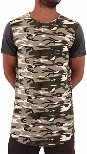 Time Is Money Mens Boys Army Camouflage Star Long Hip Hop Tee Shirts Club (S, L.Green)