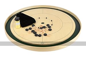 MASTERS TRADITIONAL GAMES Tracey Tour Championship Crokinole Board - Masters Edition - Green Ditch and Hole - Official Size - 26 Disks and Playing Wax Included