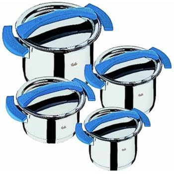 Fissler Topfset Magic Line 4-teilig, Blaue Griffe Silber