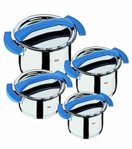 Fissler Topfset Magic Line 4-teilig, Blaue Griffe Silber