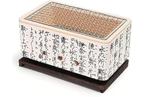 Fikujap Barbecue Japonais en céramique de Table Hibachi, réchaud à Charbon de Bois Portable Yakitori avec Grille en Treillis métallique et Base pour Le Camping en Plein air