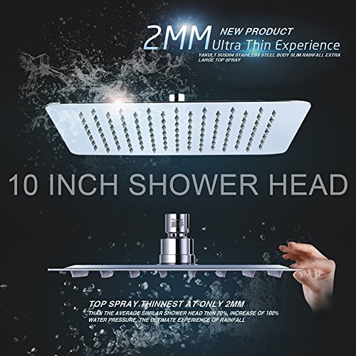 Regendusche Kopfbrause, toogou superdünn Edelstahl und High Polish Chrome, luxuriöser und langlebiger Regen Duschkopf, Regen Stil & Wasserfall Effekt ? Genießen Sie eine belebende Dusche – 10 inch square shower head - 3