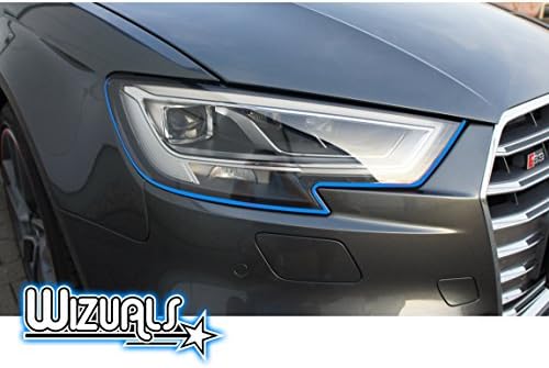 Devil Stripes Eye Headlight Original Wizuals + Mirror Set 4x Devil Stripes Stripes Set of 6with 2x Free Mirror Benz E Class W211Stripes in light blue