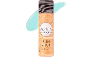 ALOHA CARE Aloha Sun Stick SPF 50+ | Protector solar mineral teñido para el surf | Tubo de papel ecológico (Verde Azulado)