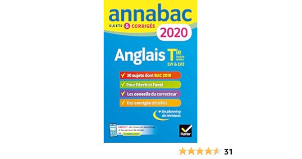 Annales Annabac 2020 Anglais Tle Toutes Series Lv1 Et Lv2 Sujets Et Corriges Du Bac Terminale Toutes Series Amazon Fr Bignaux Jeanne France Deparis Ceri Hourquin Didier Livres