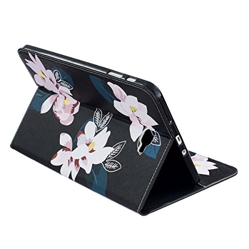 Galaxy Tab A 10.1 Hülle Case,Galaxy Tab A 10.1 Ledertasche,Ukayfe Muster Schutzhülle Leder Tasche für Samsung Galaxy Tab A 10.1 Zoll 2016 T580N/T585N,Bunte Retro Muster Drucks Blumen Slim Fit Folio PU leder Flip Cover im Bookstyle Kunstleder Schutzhülle Cover Tasche mit Ständer für Samsung Galaxy Tab A 10.1 Zoll 2016 T580N/T585N mit 1 x Schwarze Eingabestift (Weiß Lotus) - 6