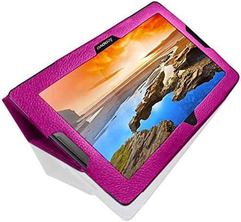 LuvTab® Lenovo Ideatab A10 / A10-70 A7600 (10.1 inch tablet) Multifunctional Multi Angle Wallet / Cover / Stand / Flip Case with Sleep Sensor and Bullet Stylus Pen (Pink)