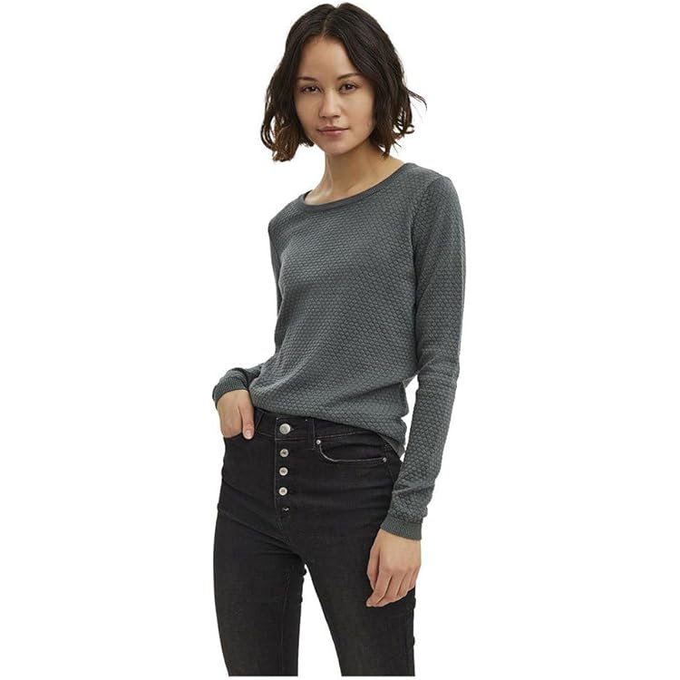 Cuptacc Trui dames sweatshirt ronde hals lange mouwen bovendeel dames lange mouwen contrast tuniek, grijs, L