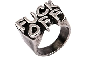 PAMTIER Lettera Fuck off Anello da Uomo in Acciaio Inossidabile da Dito Medio Gioielli Punk Rock